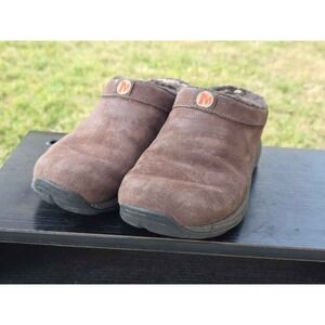 Merrell Primo Chill Slide Women's Brown Suede Fur Clog Size 8.5
